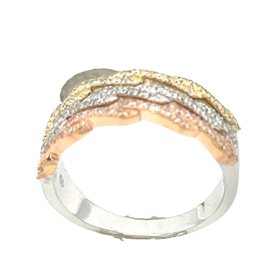 14k Diamond Ring in Yellow, White and Rose Gold