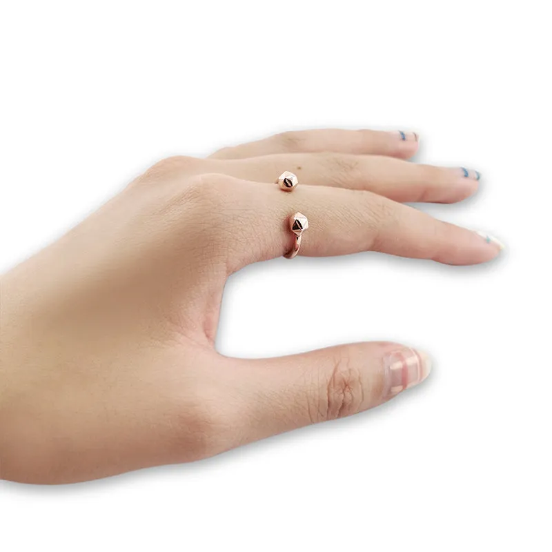3D Hexagon Rose Gold Silver Ring