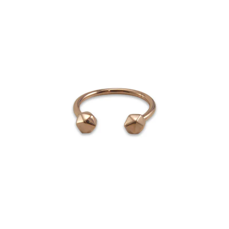 3D Hexagon Rose Gold Silver Ring
