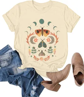 Anbech Womens Dandelion Graphic T-Shirts Teen Girls Cute Sunflower Print Casual Tee Tops