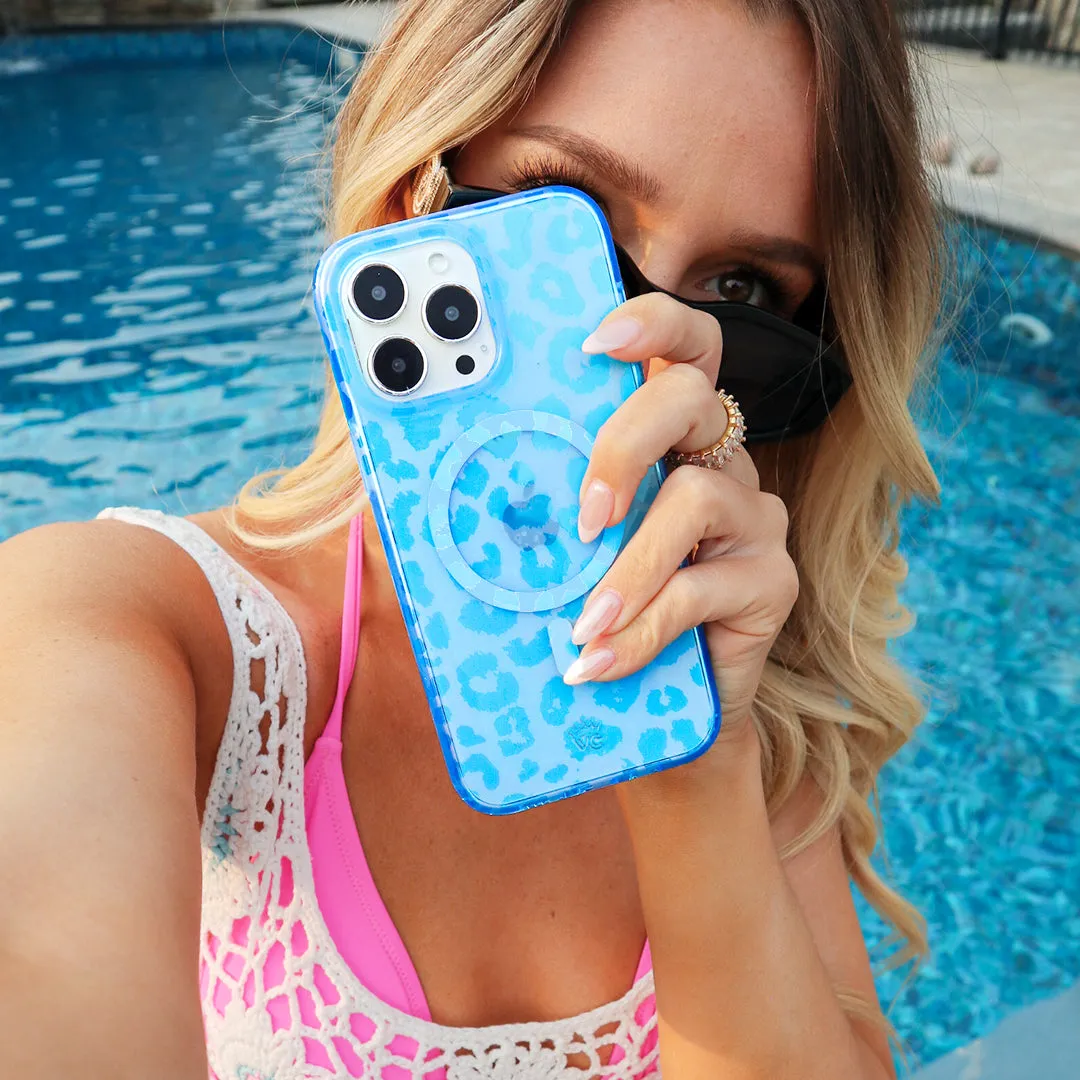Aqua Blue Leopard iPhone Case