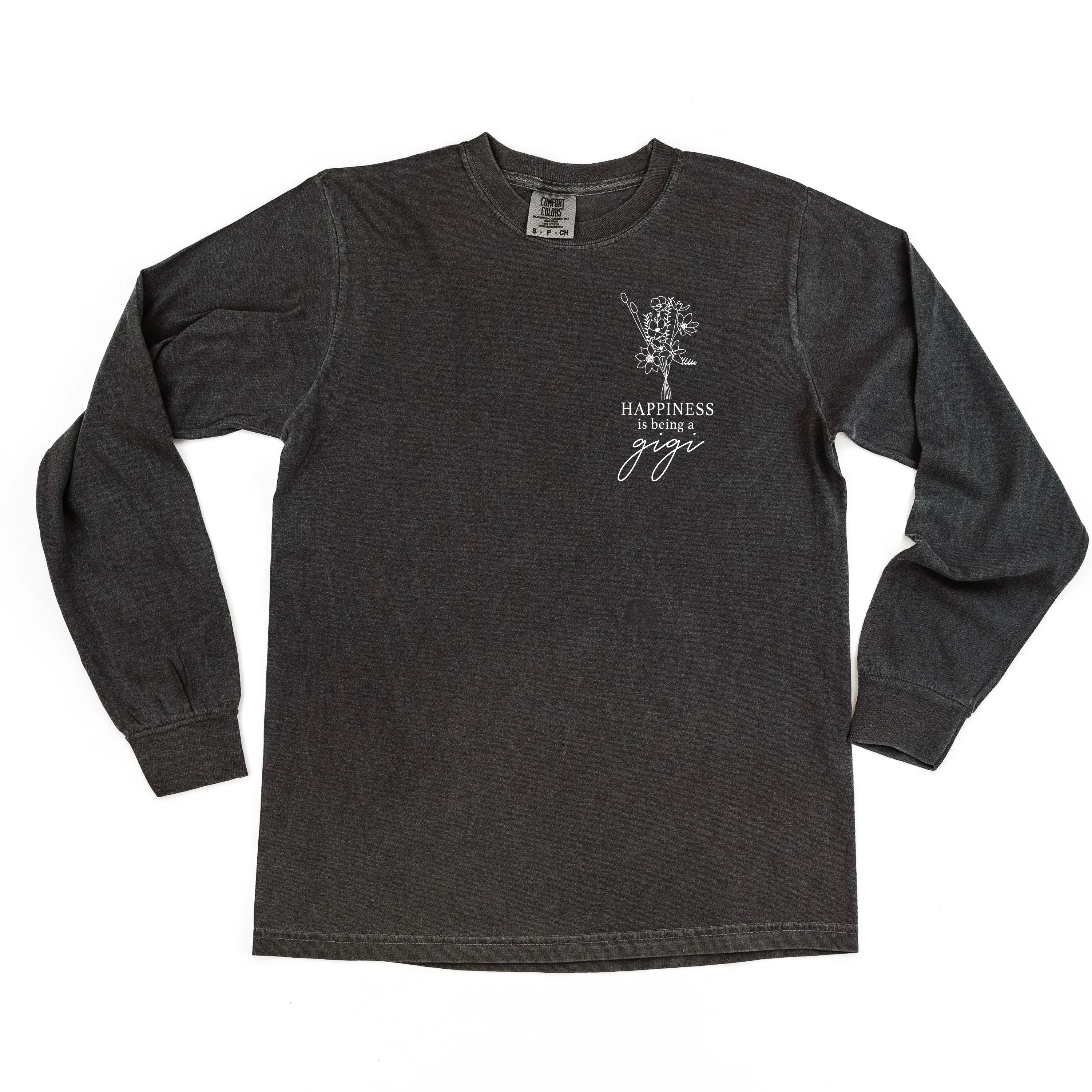 Bouquet Style - Happiness is Being a GIGI - LONG SLEEVE COMFORT COLORS TEE