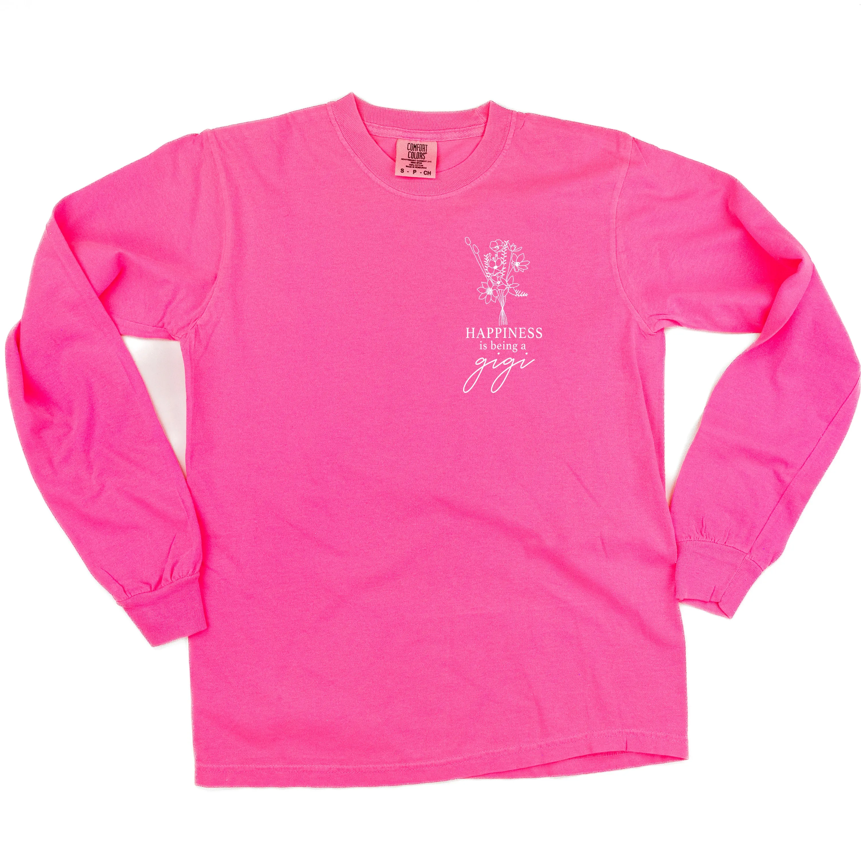 Bouquet Style - Happiness is Being a GIGI - LONG SLEEVE COMFORT COLORS TEE