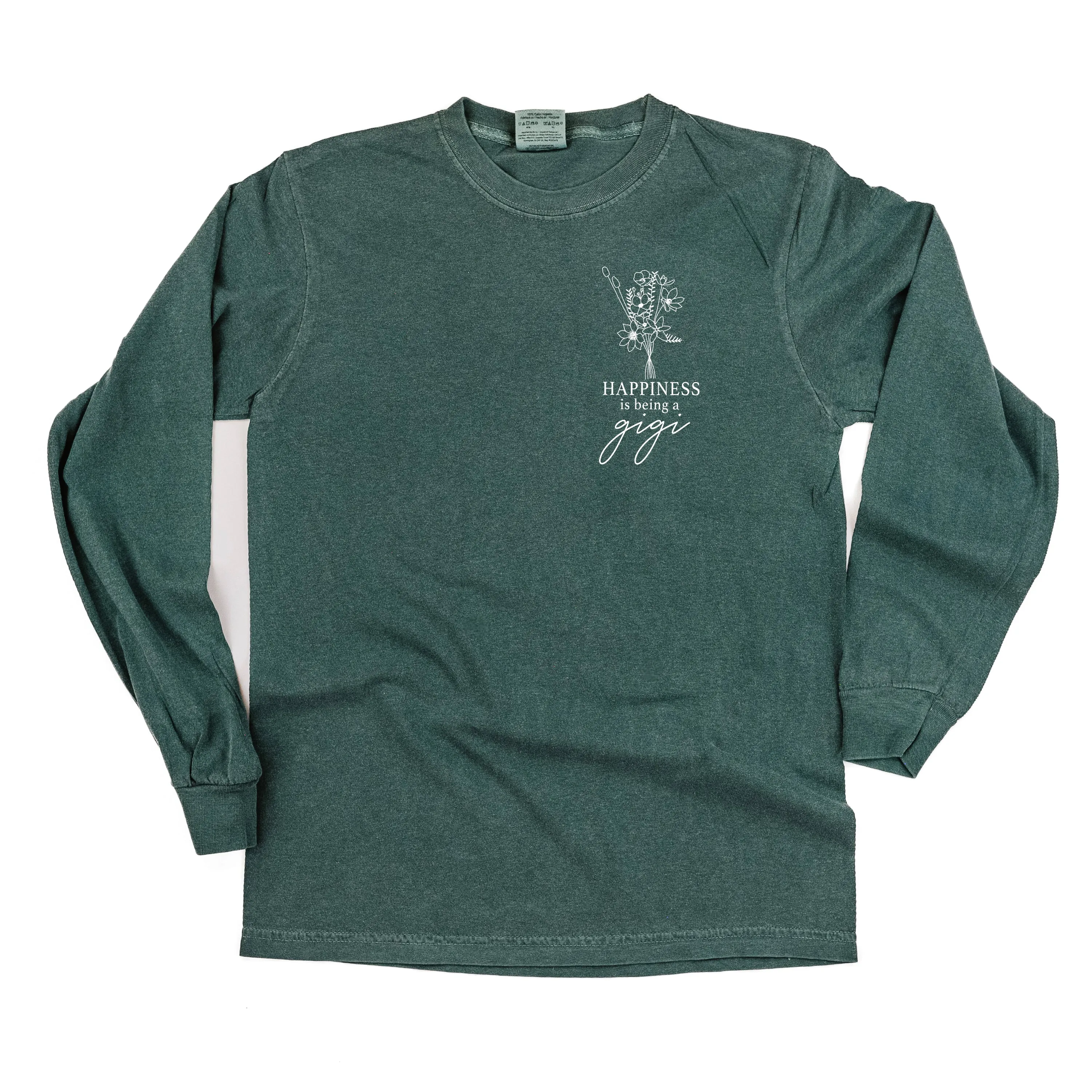 Bouquet Style - Happiness is Being a GIGI - LONG SLEEVE COMFORT COLORS TEE