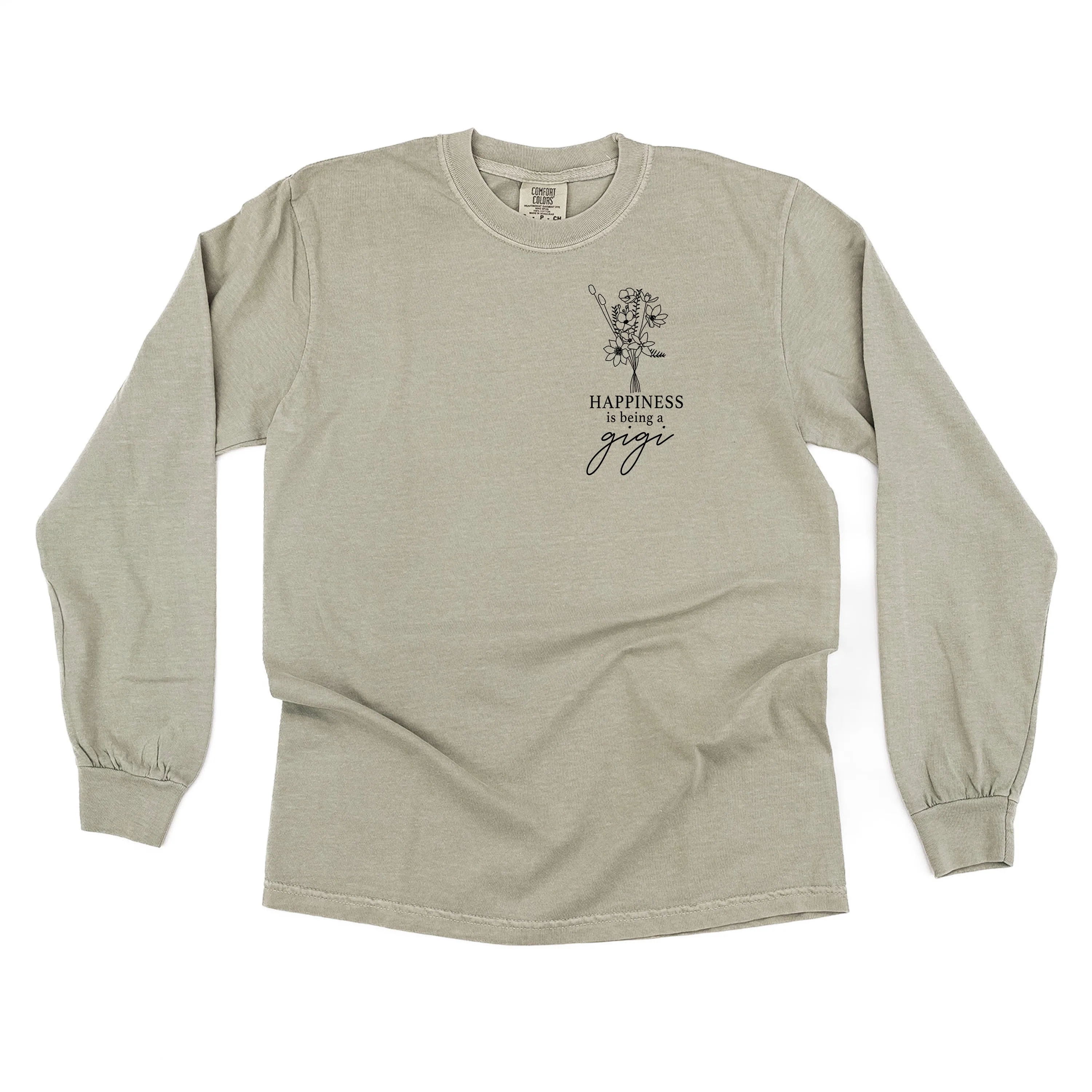 Bouquet Style - Happiness is Being a GIGI - LONG SLEEVE COMFORT COLORS TEE