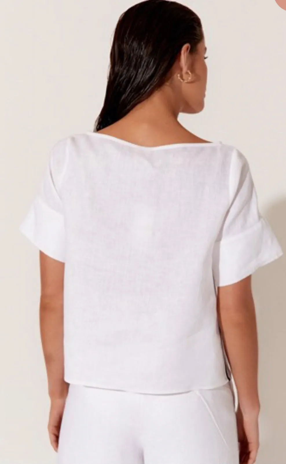 CONNIE White GROSGRAIN STRIPE TOP