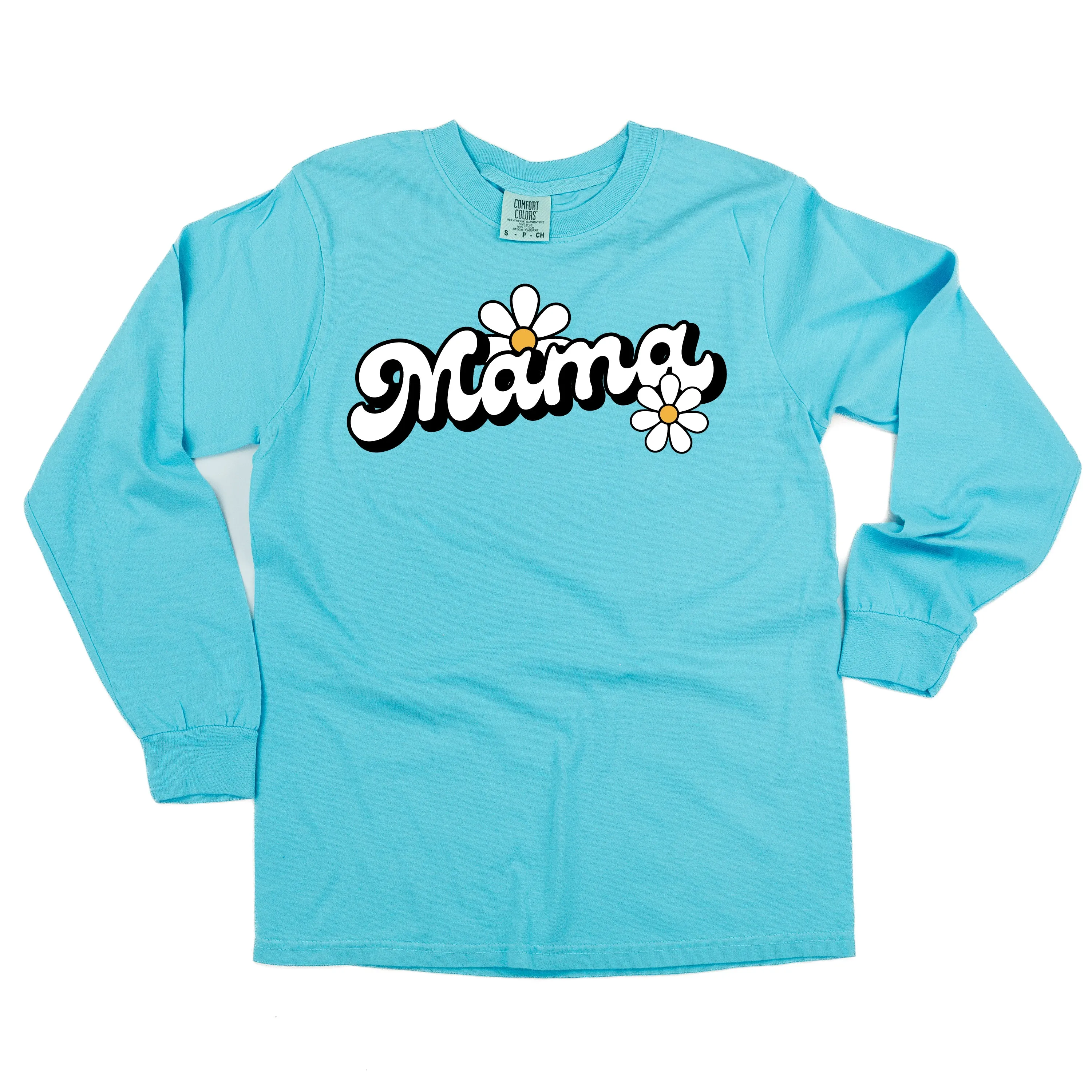 DAISY - MAMA - w/ Full Daisy on Back - LONG SLEEVE COMFORT COLORS TEE