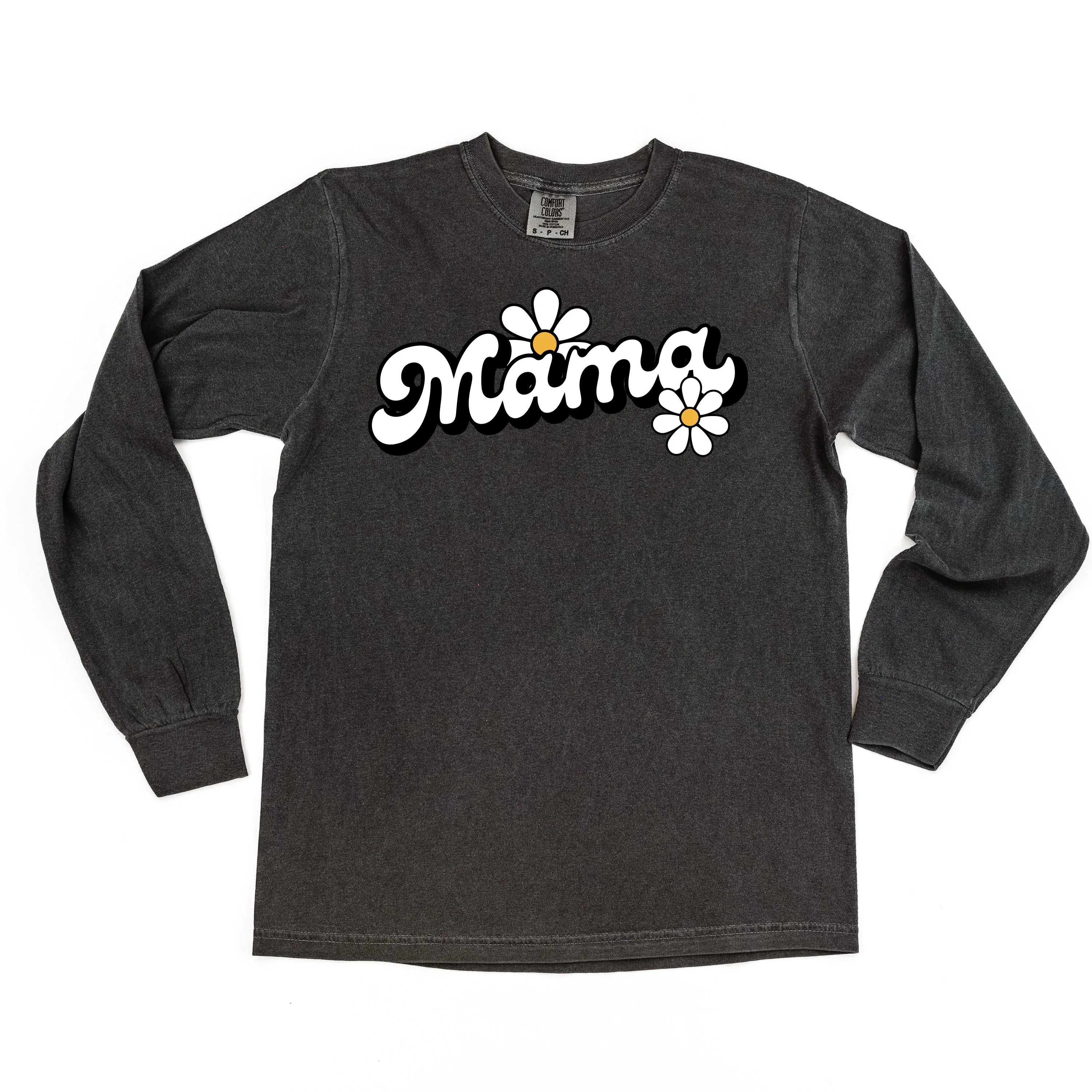 DAISY - MAMA - w/ Full Daisy on Back - LONG SLEEVE COMFORT COLORS TEE