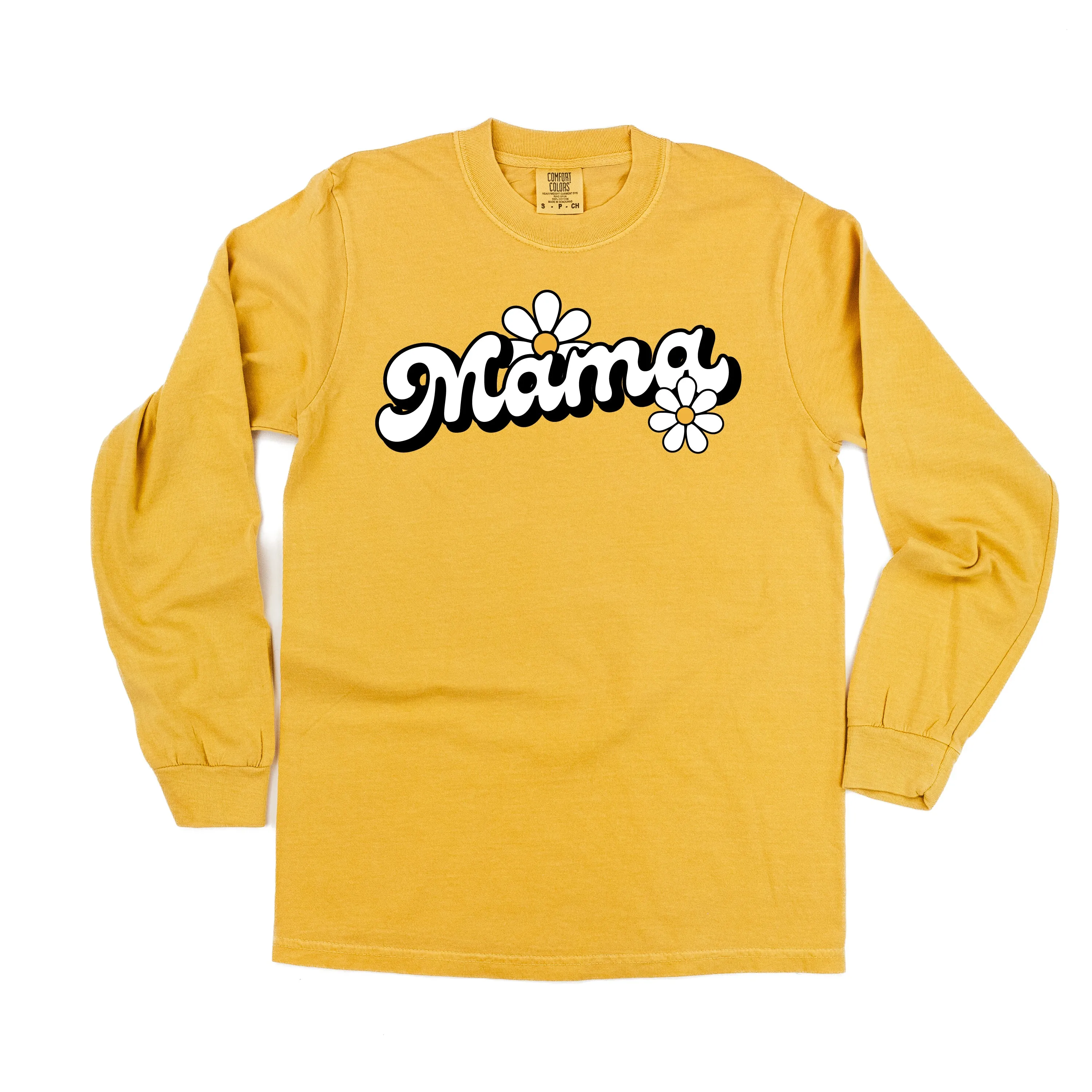 DAISY - MAMA - w/ Full Daisy on Back - LONG SLEEVE COMFORT COLORS TEE