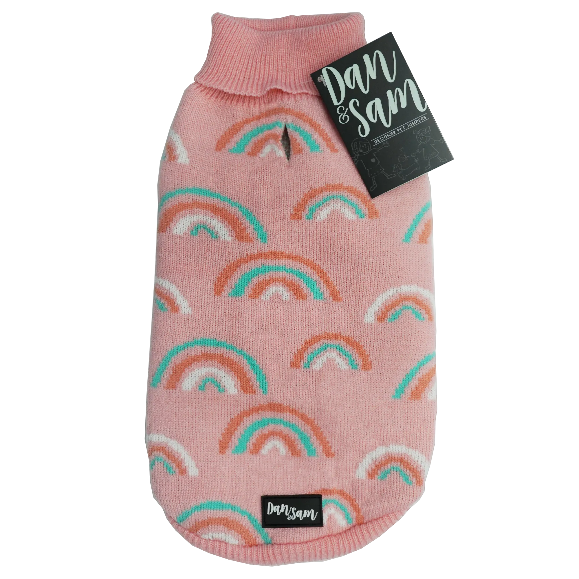 Dan & Sam - Dog Jumper (Pink Rainbows) - 16cm