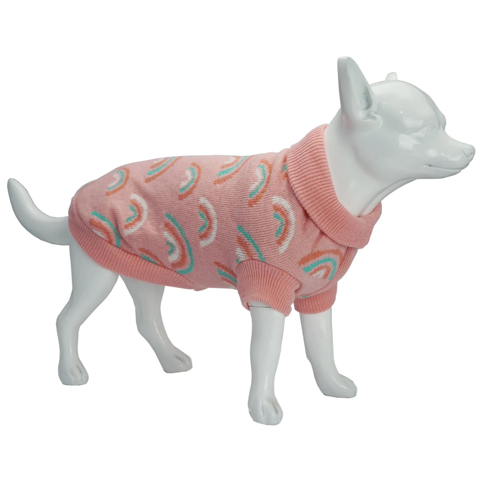Dan & Sam - Dog Jumper (Pink Rainbows) - 16cm