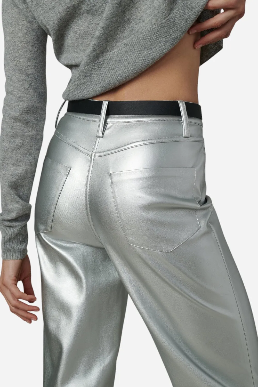 Joe's Jeans The Margot Vegan Leather in Plated Silver