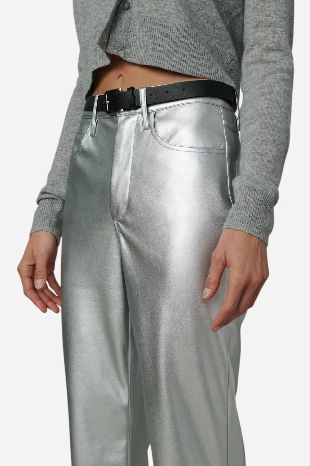 Joe's Jeans The Margot Vegan Leather in Plated Silver