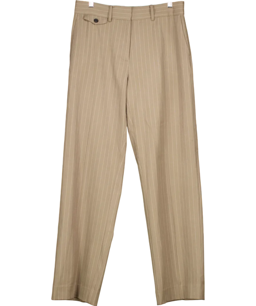 Karen By Simonsen Beige Pinstripe Straight Leg Trousers UK 10