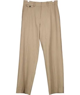 Karen By Simonsen Beige Pinstripe Straight Leg Trousers UK 10