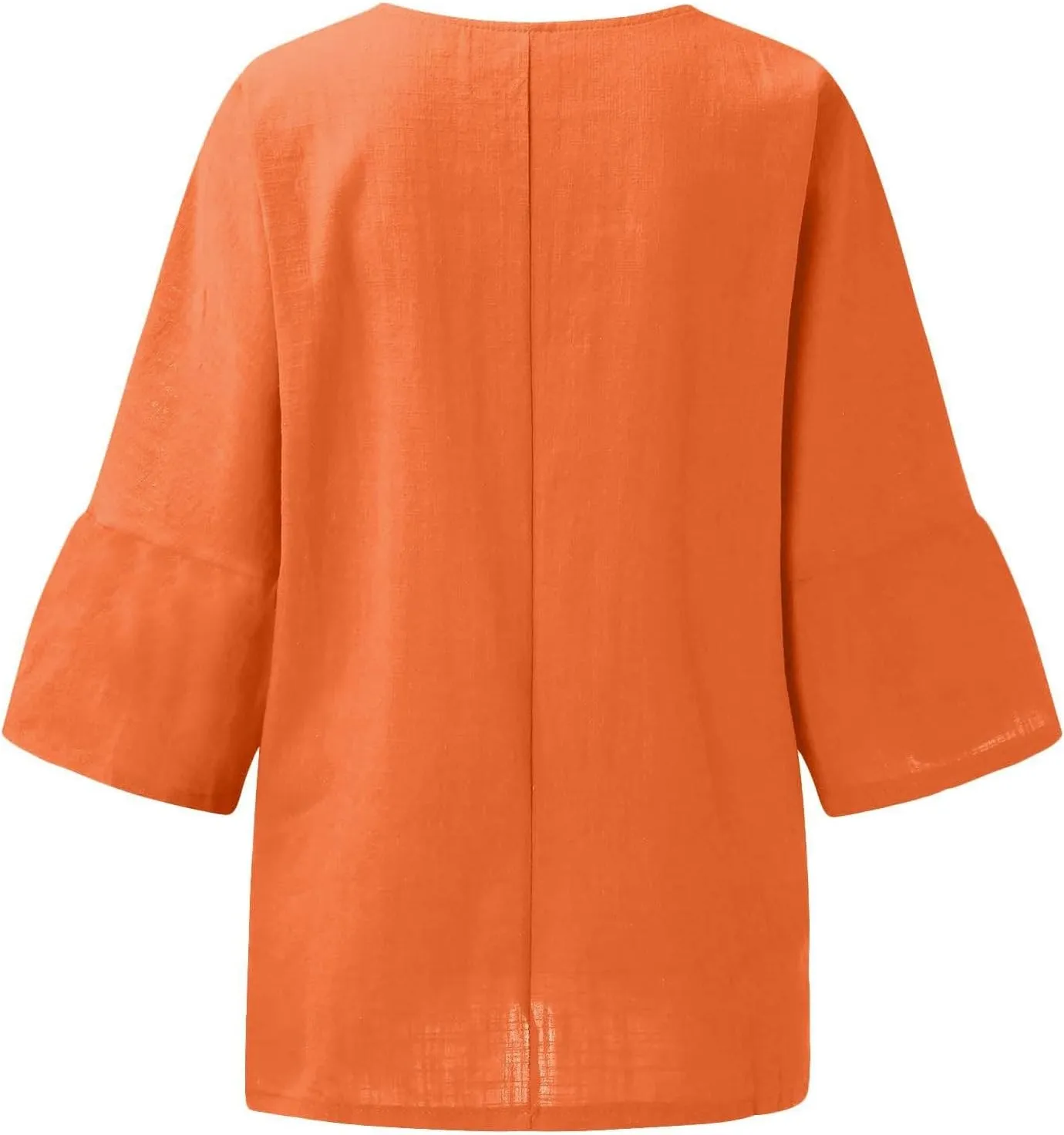 Linen Shirts for Women Solid Color Basic 3/4 Sleeve Tops 2025 Summer Casual Blouses Ladies Fashion Vacation Tunic