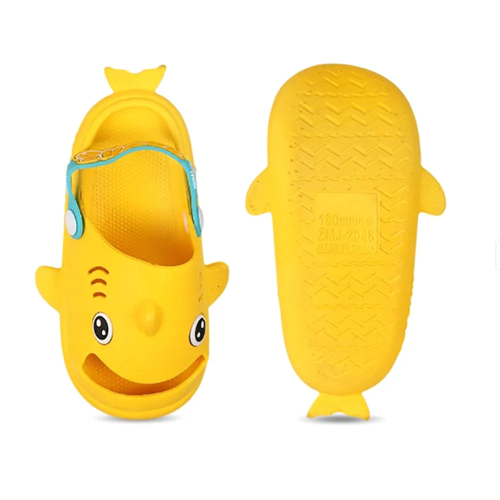 Little Surprise Box Yellow Shark Slip On Clogs ,Summer/Monsoon/ Beach Footwear For Toddlers And Kids, Unisex.