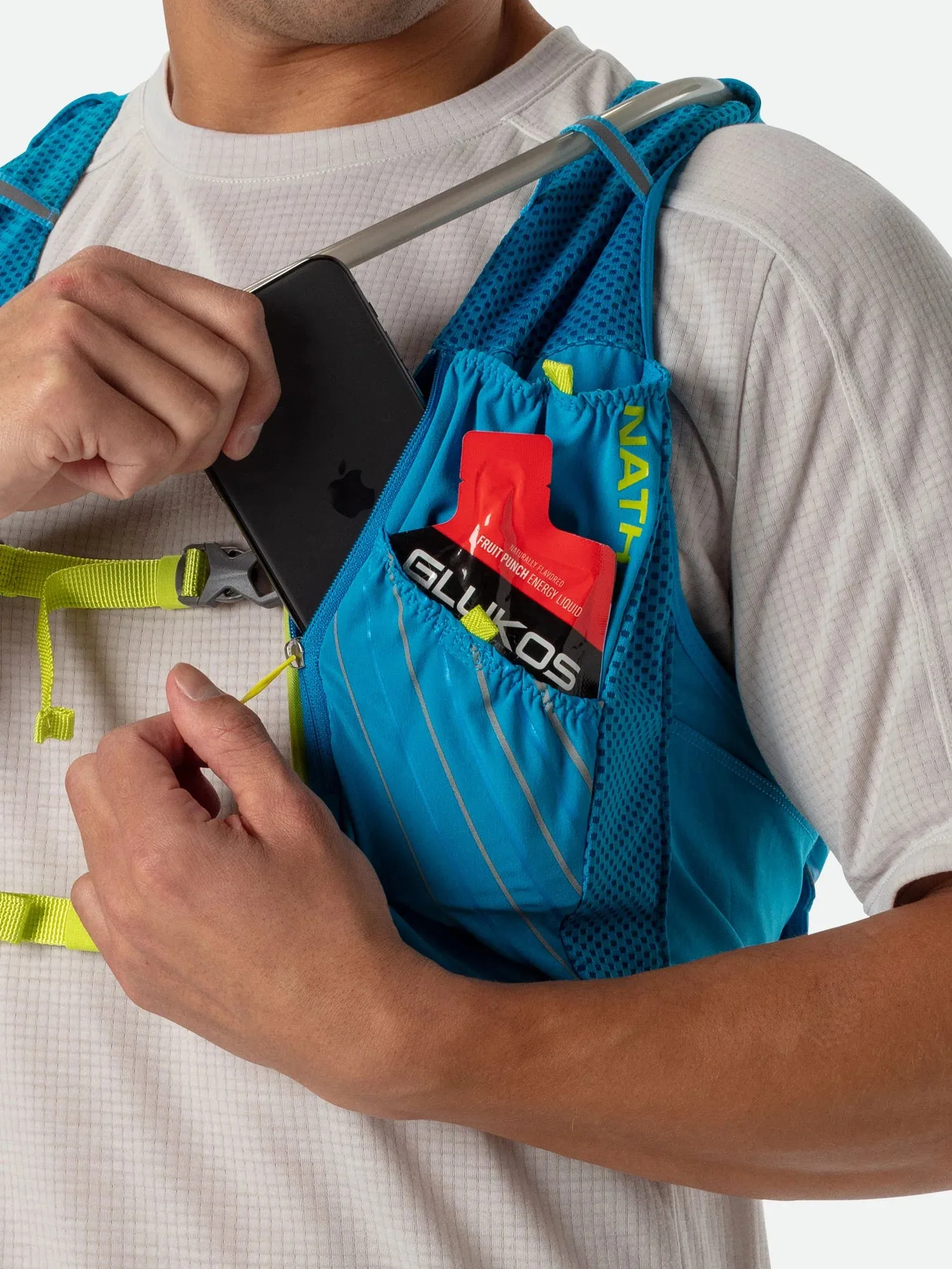 Nathan | Pinnacle 12L Hydration Race Vest | Unisex | Blue Me Away/Finish Lime