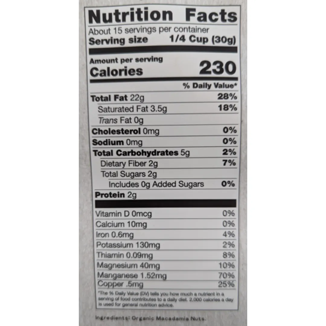 Nuts, Soaked & Dried, Certified Organic, Macadamia