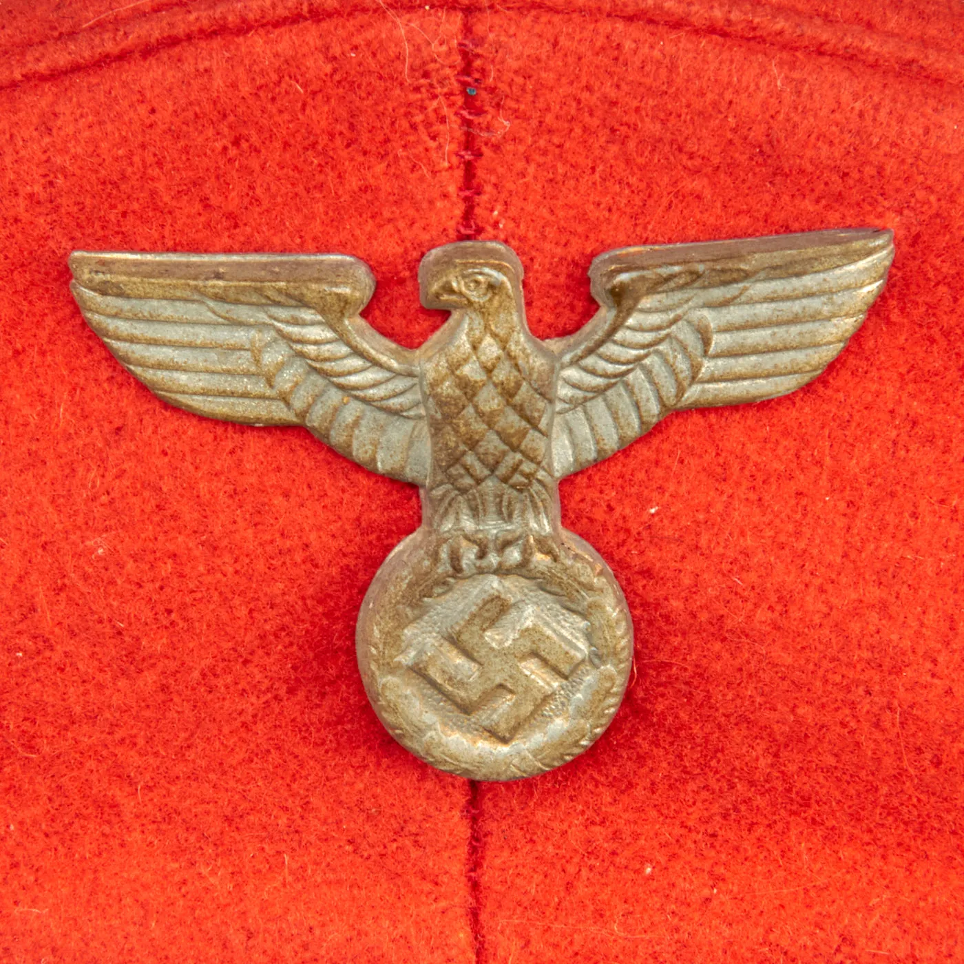 Original WWII German Deutsche Reichsbahn Railway Official’s Red-Topped Visor Cap with Winged Wheel Insignia