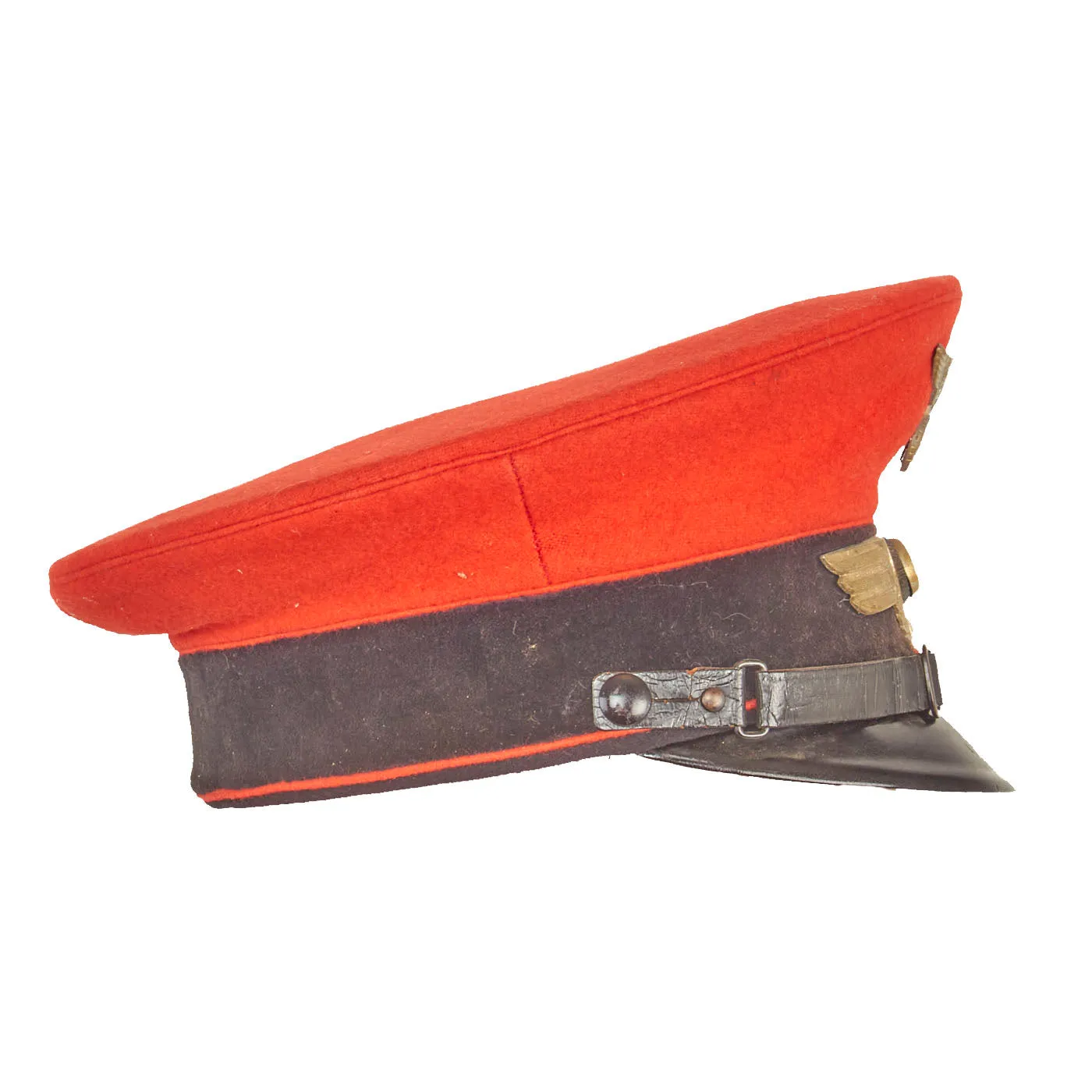 Original WWII German Deutsche Reichsbahn Railway Official’s Red-Topped Visor Cap with Winged Wheel Insignia
