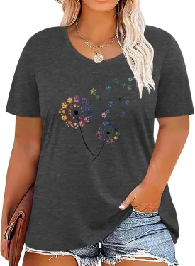 Plus Size Tshirts for Women Graphic Tees Summer Casual Tops Loose Cute Trendy Clothes Tee Shirt