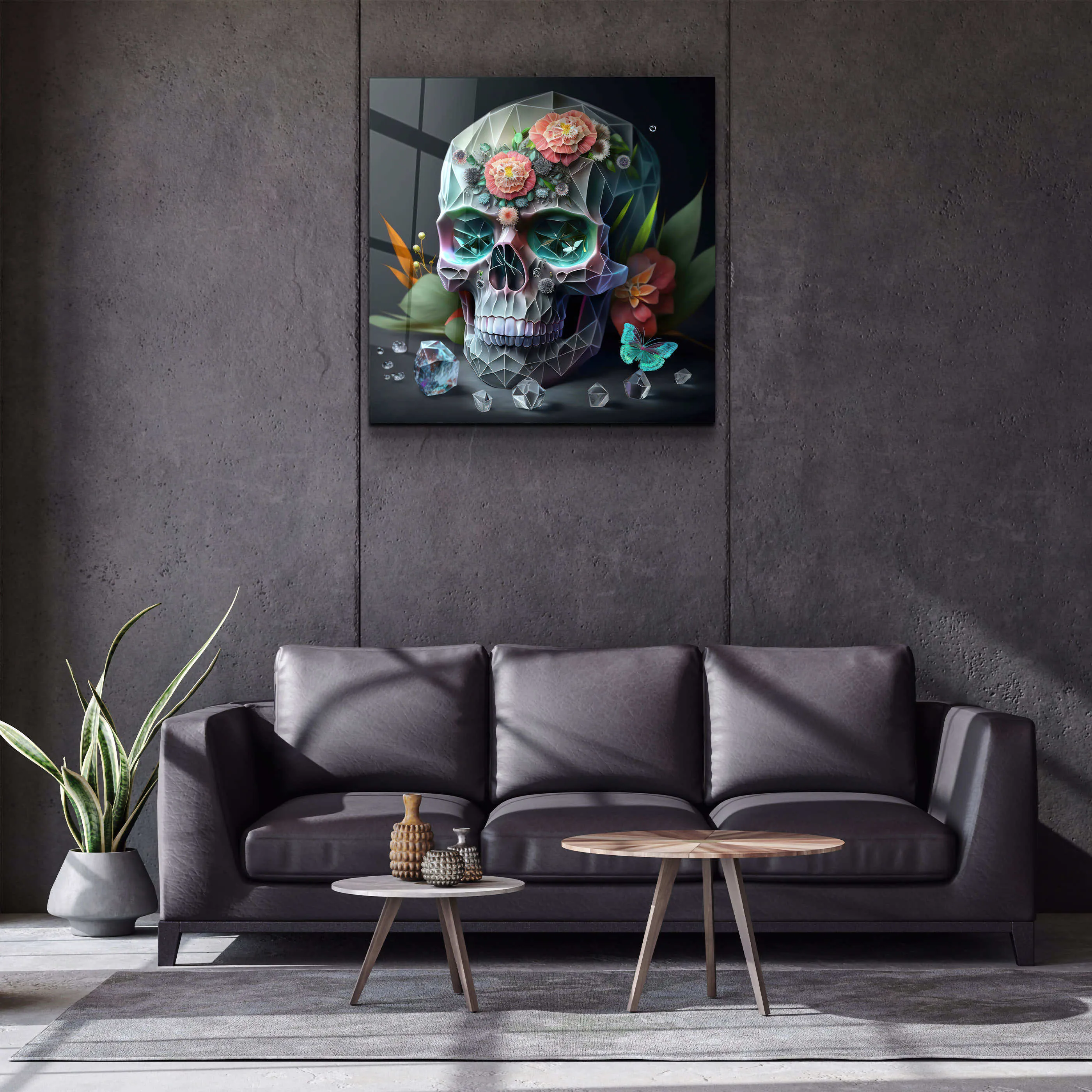 ."Diamond Skul". Secret World Collection Glass Wall Art