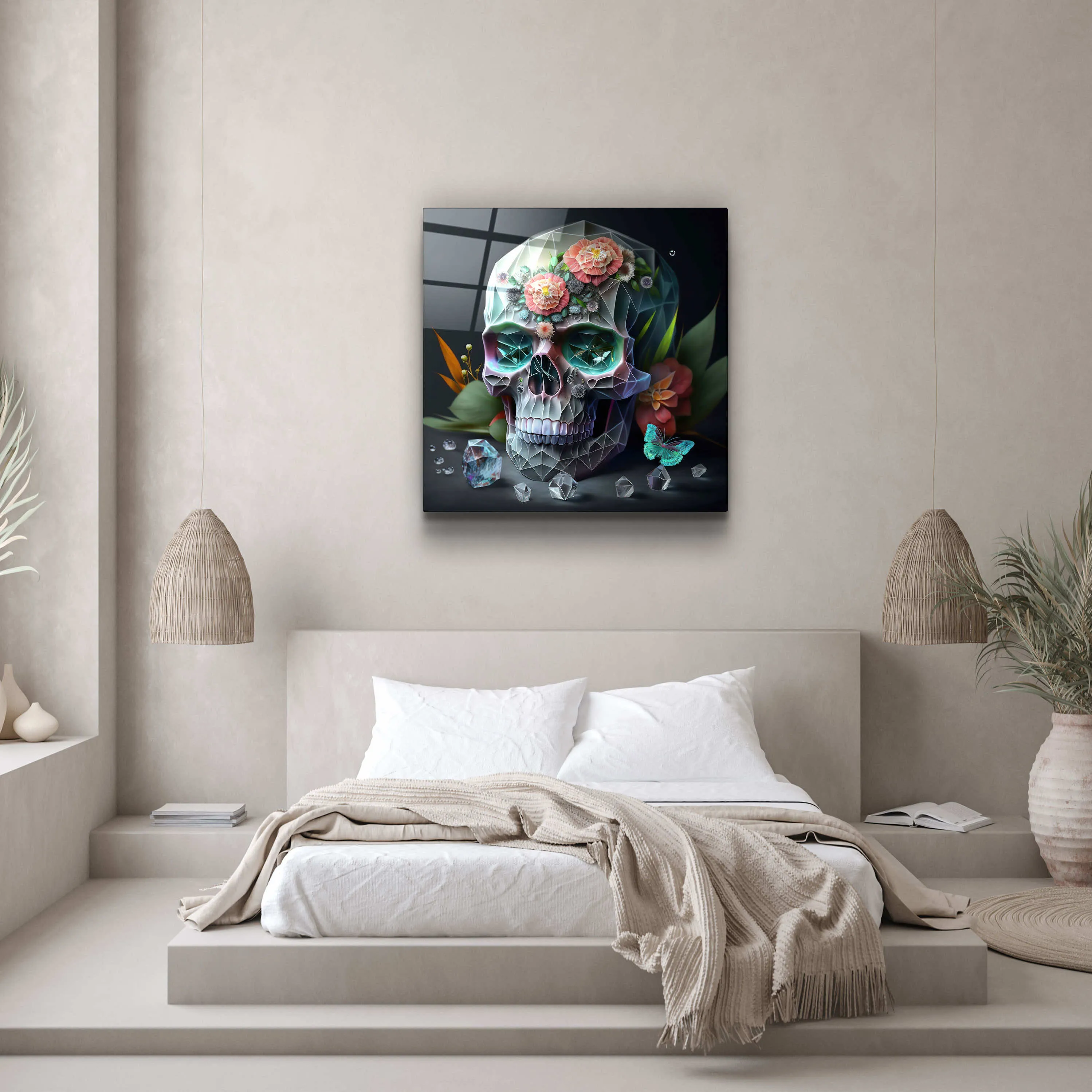 ."Diamond Skul". Secret World Collection Glass Wall Art