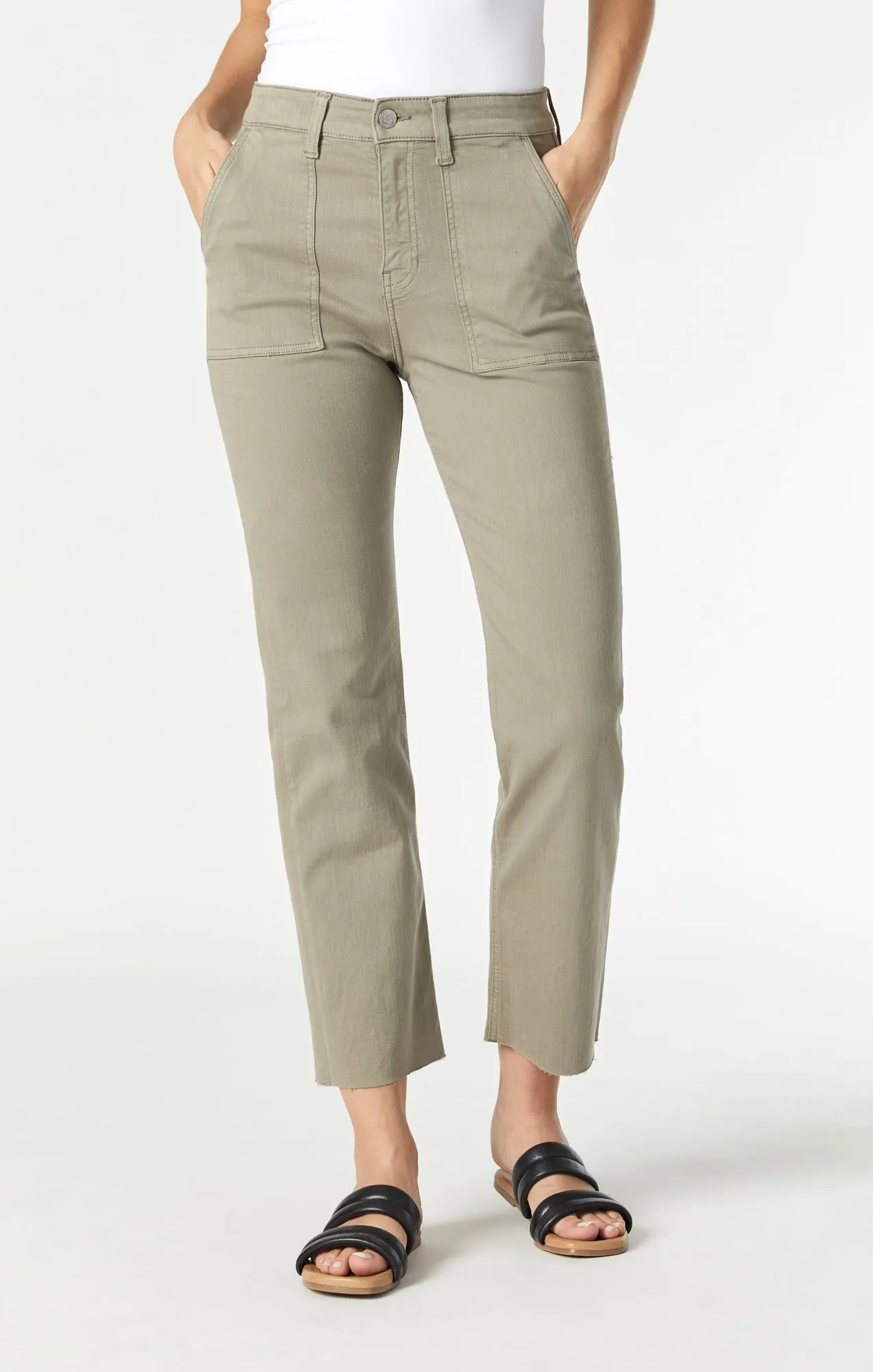 SHELIA FRONT POCKET STRAIGHT IN VETIVER TWILL