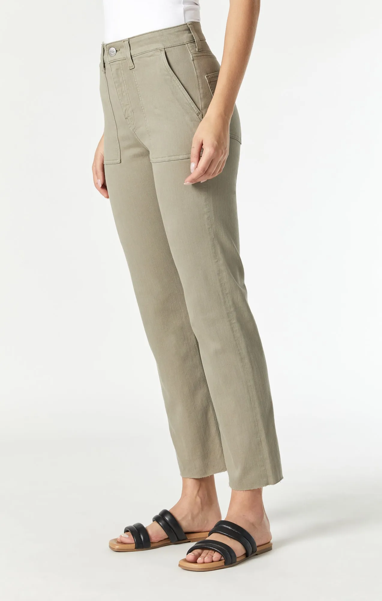 SHELIA FRONT POCKET STRAIGHT IN VETIVER TWILL