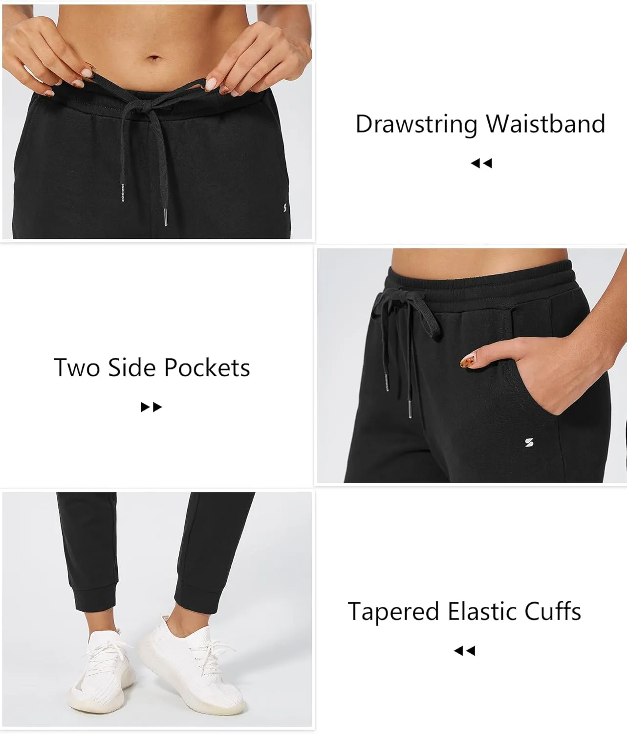 Stelle Womens High Waist Drawstring Jogger Athletic Lounge Sweatpants with Pockets