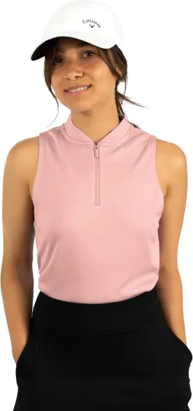 Three Sixty Six Womens Sleeveless Collarless Golf Polo Shirt with Zipper - Quick Dry Tank Tops for Women