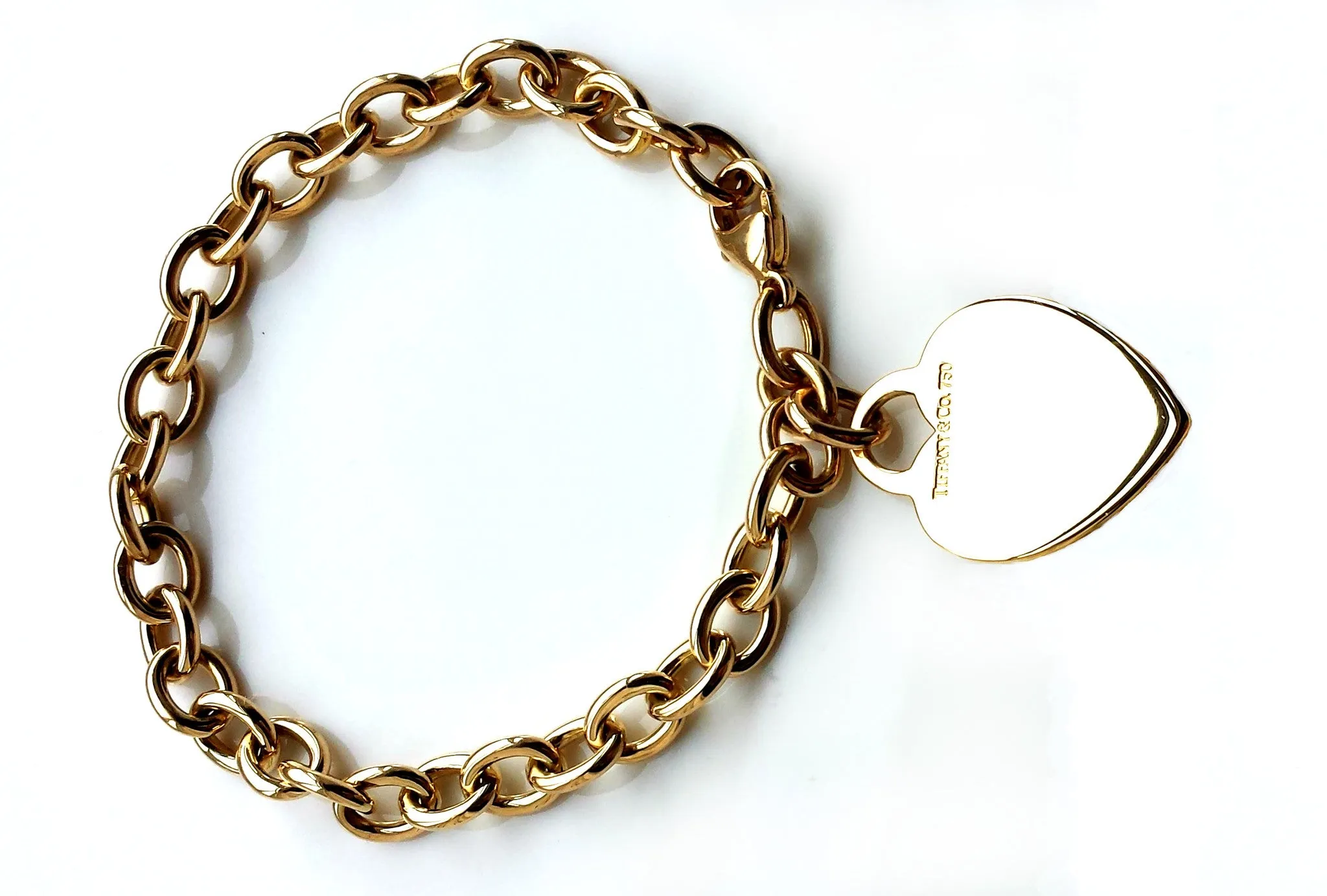 Tiffany & Co. 18k Gold Heart Tag Charm Bracelet, 7½ inches