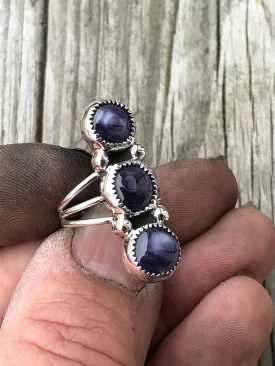 Triple Stone wampum ring, please specify size when ordering, thanks.