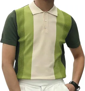utcoco Men's Striped Polo Shirts Short Sleeve Slim Fit T-Shirt Summer Casual Knit Shirts