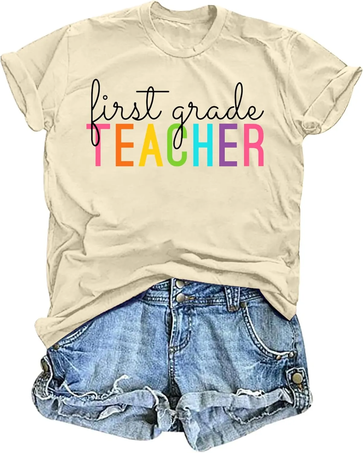 VVNTY Women Teacher Shirts First Grade: 1st Grade Teachers T-Shirt Back to School Gift Tops