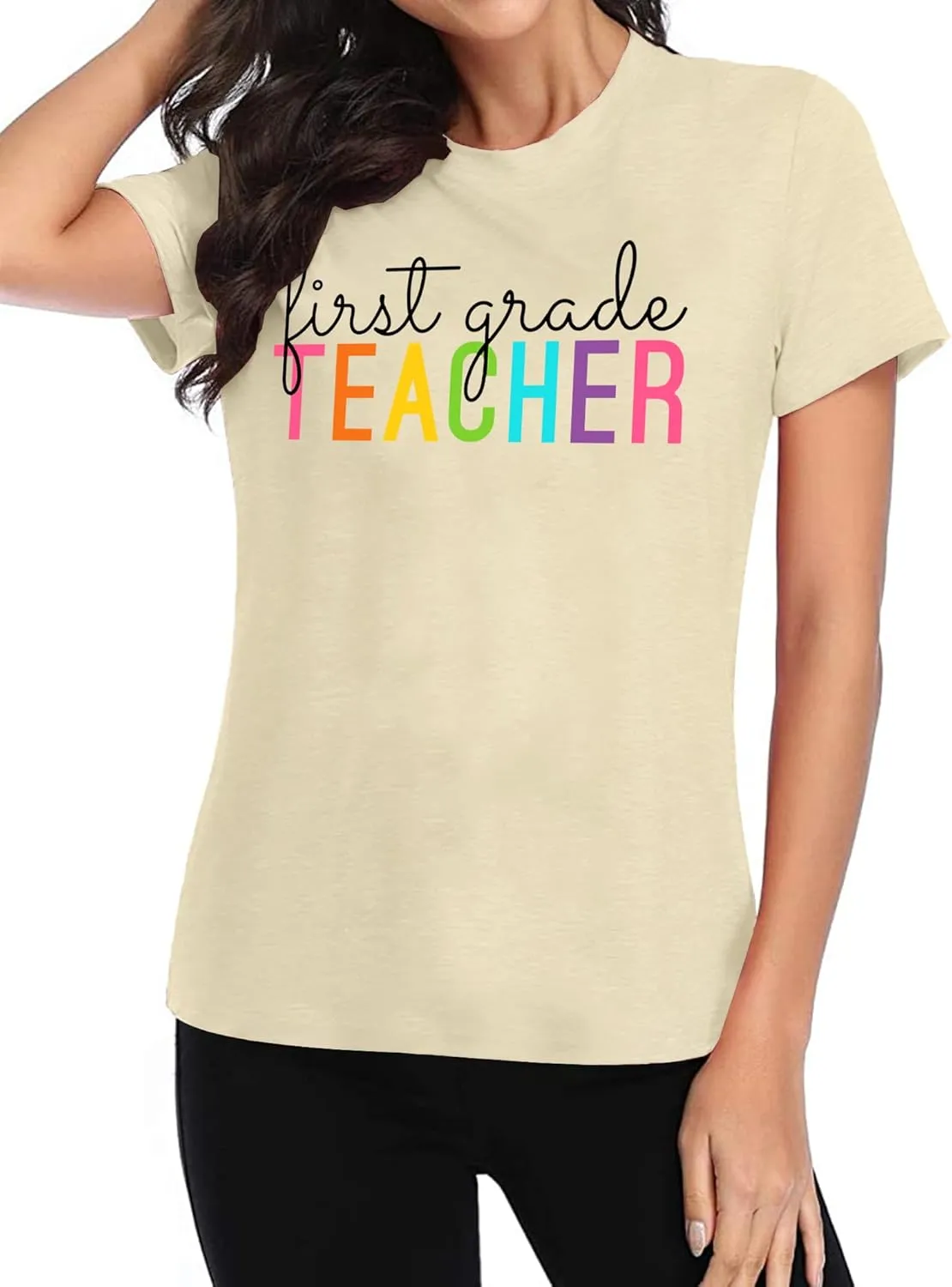 VVNTY Women Teacher Shirts First Grade: 1st Grade Teachers T-Shirt Back to School Gift Tops
