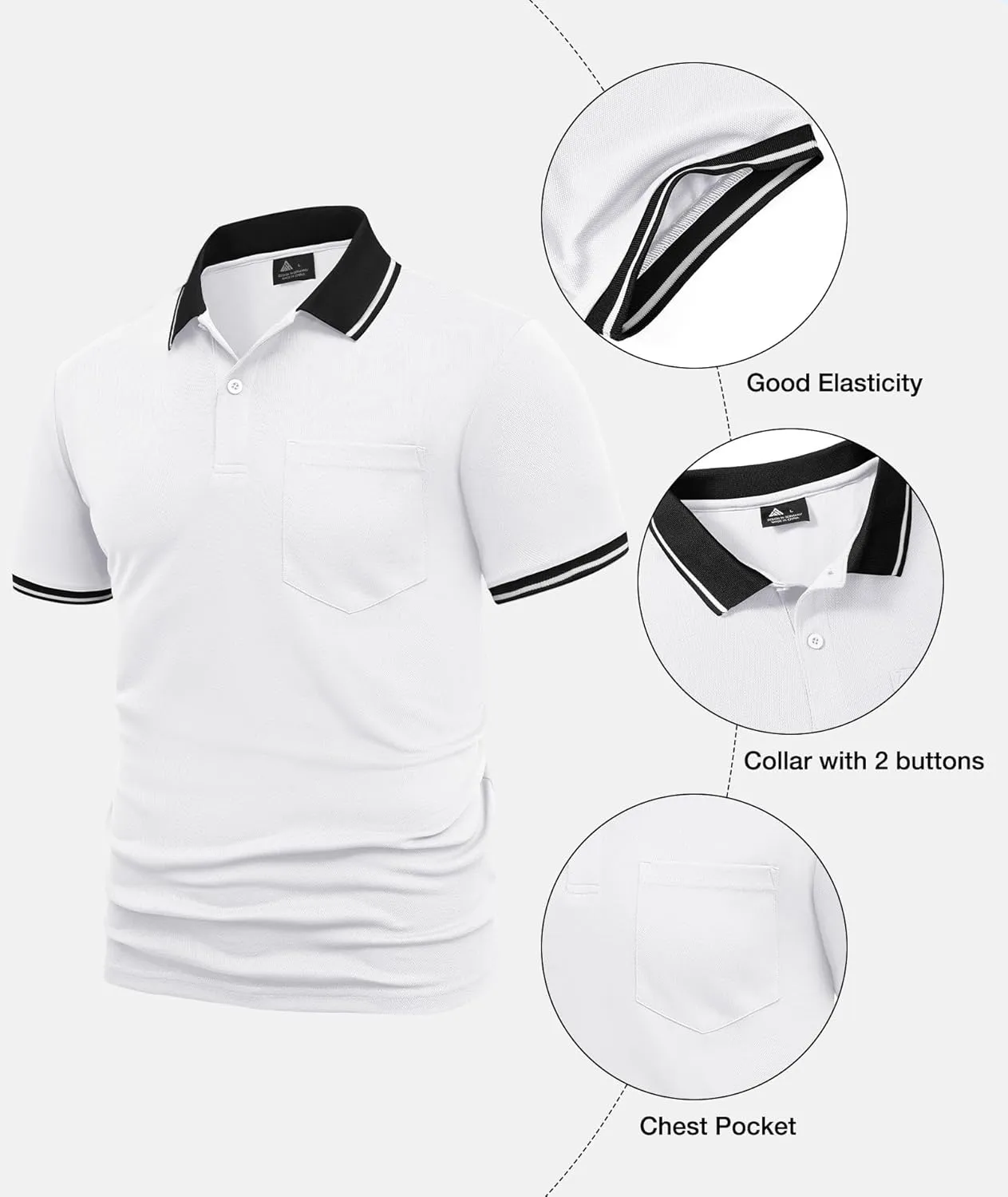 ZITY Mens Polo Shirts Casual Short Sleeve Athletic T-Shirts Classic Contrast Collar Shirt with Pocket
